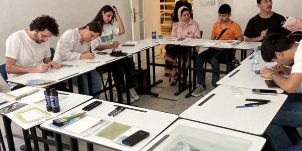 Institut francais de Bagdad. A chacun sa création ! A chacun son cyanotype du Petit Prince.